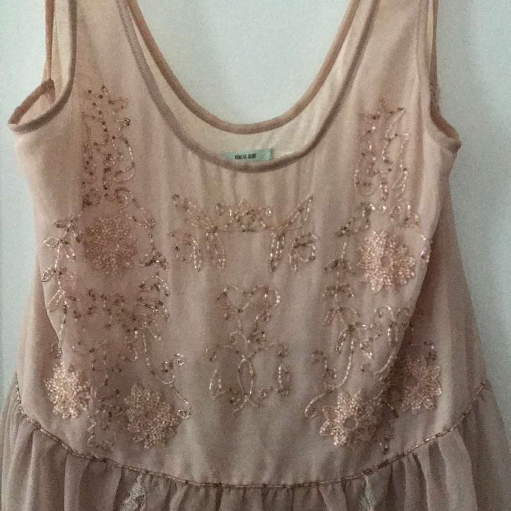 Kimchi Blue pink beaded lace blouse